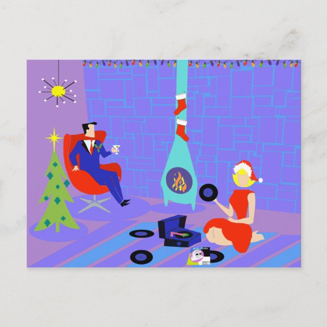 Retro Home for the Holidays Postcard (Front)