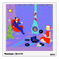 Retro Home for the Holidays Wall Decal