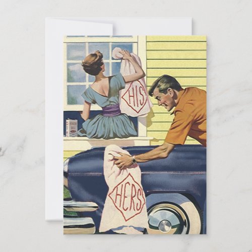 Retro Home Found Blue Car Moved Move Announcement