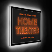 Retro Home Theater Custom Name Neon Effect Black LED Sign (Angle)