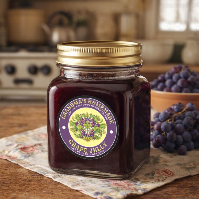 Retro Homemade Grape Jelly Label Template (Creator Uploaded)