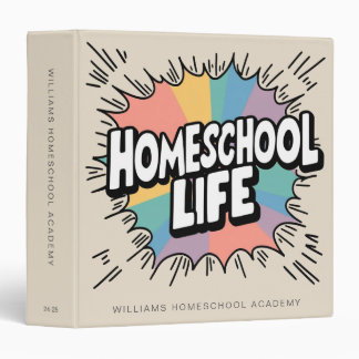 Retro Homeschool Life Organizer Portfolio 3 Ring Binder