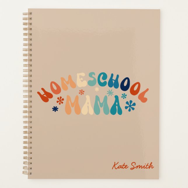 Retro Homeschool Mom Mama Personalized Planner (Front)
