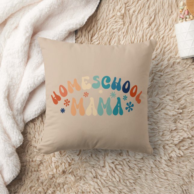 Retro Homeschool Mom Mama   Throw Pillow (Blanket)