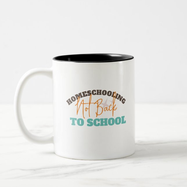 Retro Homeschooling No Back to School  Two-Tone Coffee Mug (Left)