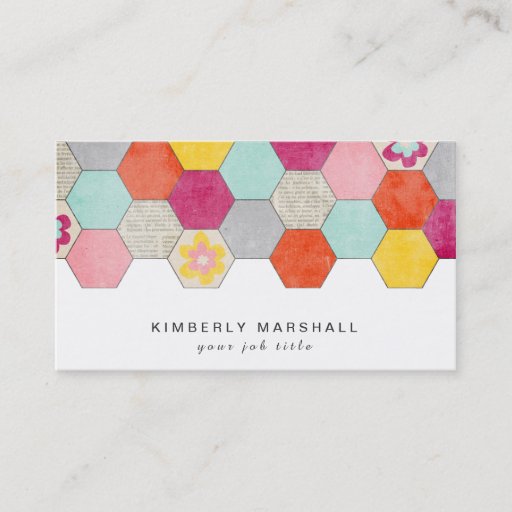 Customizable Retro Honeycomb Design Business Cards / Blue
