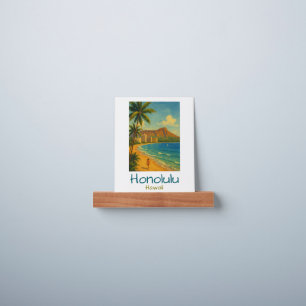 Retro Honolulu Hawaii Waikiki Beach Picture Ledge