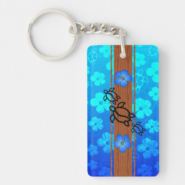 Retro Honu Surfboard Keychain (Front)