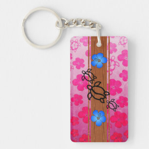 Retro Honu Surfboard Keychain