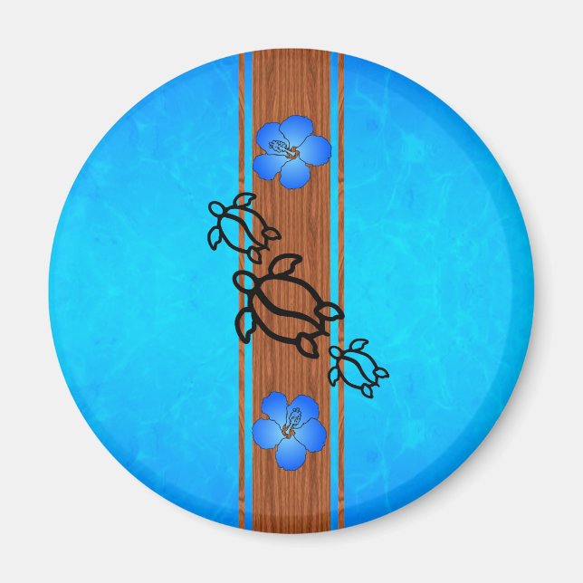 Retro Honu Surfboard Magnet (Front)