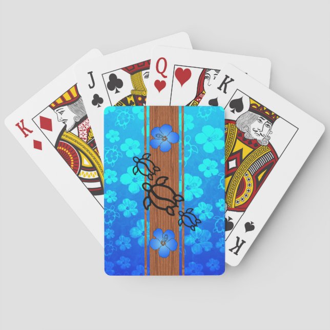 Retro Honu Surfboard Poker Cards (Back)