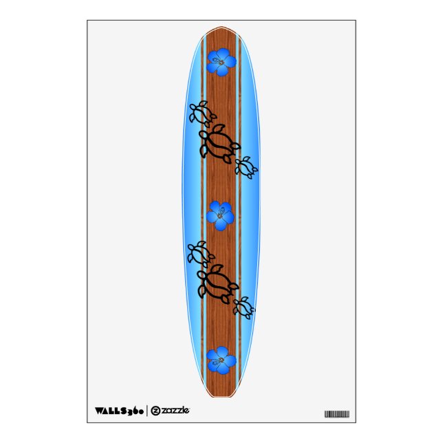 Retro Honu Surfboard Wall Sticker (Front)