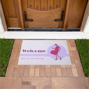 Retro Hope You Like Dancing Purple Personalized  Doormat