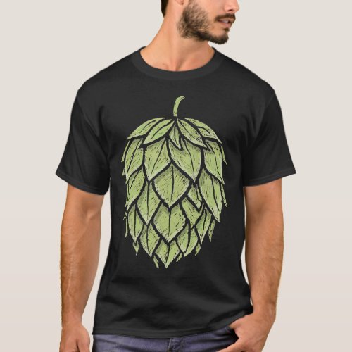 Retro Hops Lover Vintage Minimalist Beer Graphic T_Shirt