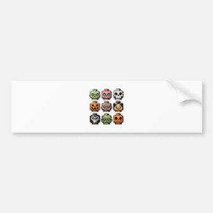 Retro Horror Bricks Head Scary Halloween Mask Bumper Sticker