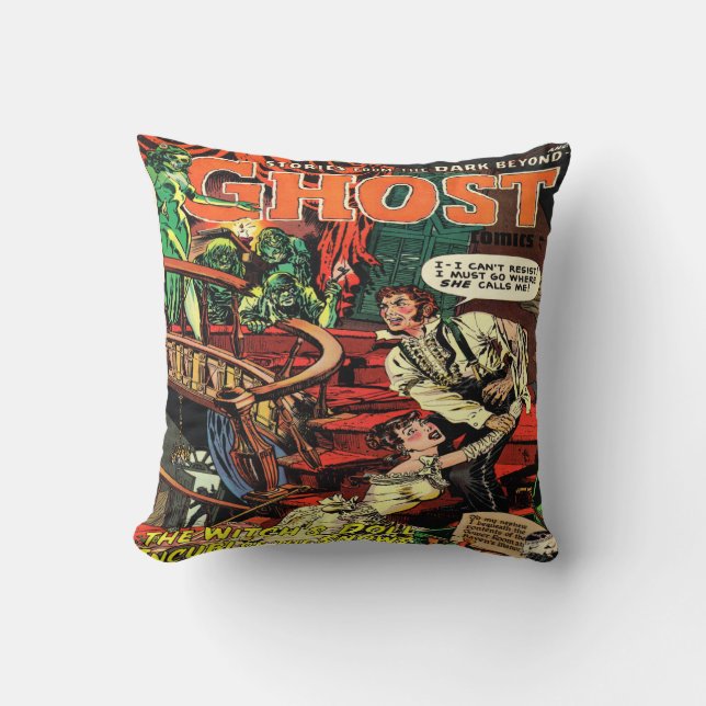 Retro Horror Comic Book Decorative Throw Pillows (Front)