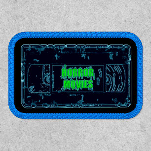 Retro Horror Movies VHS Tape Design Blue Patch