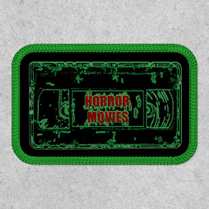 Retro Horror Movies VHS Tape Design Red Letters Patch