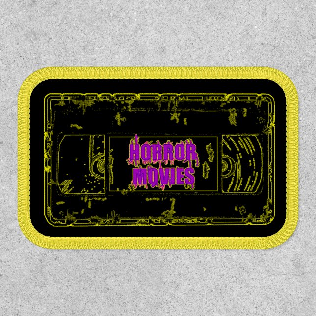 Retro Horror Movies VHS Tape Design Yellow Patch (Front)
