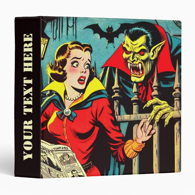 Retro Horror Vampire Comics 3 Ring Binder (Front/Spine)