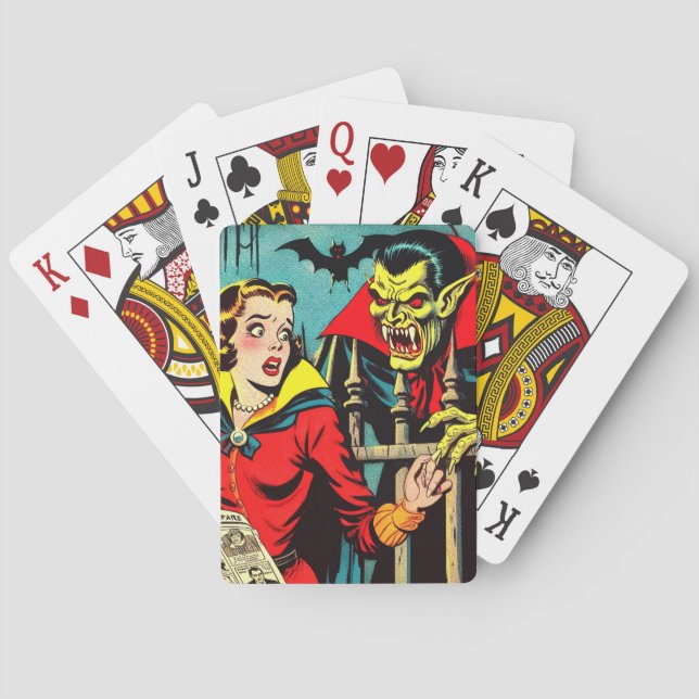 Retro Horror Vampire Comics Poker Cards (Back)