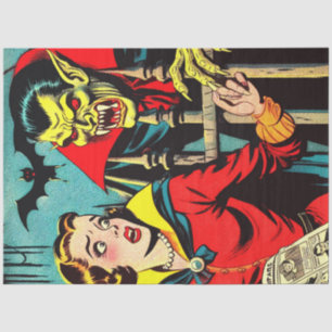 Retro Horror Vampire Comics Tissue Paper