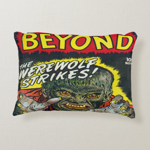 Retro Horror Wolfman Comic Book Vintage Accent Pillow