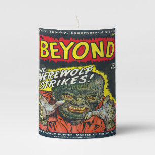 Retro Horror Wolfman Comic Book Vintage Pillar Candle