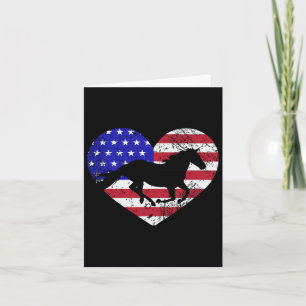 Retro Horse American Flag Heart 4th Of July Usa Pa Card