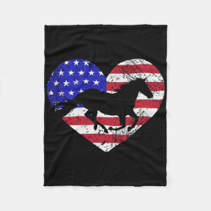 Retro Horse American Flag Heart 4th Of July Usa Pa Fleece Blanket