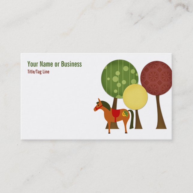 Retro Horse and Trees Business Card (Front)