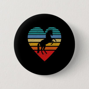Retro Horse Heart Animal Love Button