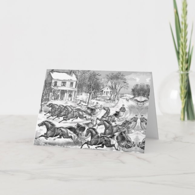 retro horse racing holiday card (Front)