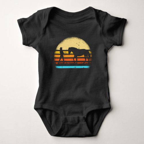 Retro Horse Show Riding equestrian Vintage Cowgirl Baby Bodysuit