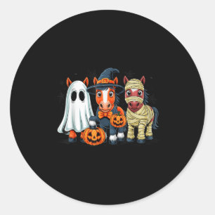 Retro Horse Witch Y Halloween Pumpkin Women Men Ki Classic Round Sticker