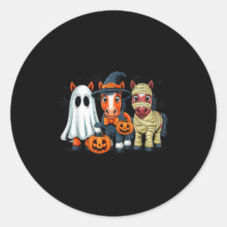Retro Horse Witch Y Halloween Pumpkin Women Men Ki Classic Round Sticker