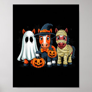 Retro Horse Witch Y Halloween Pumpkin Women Men Ki Poster