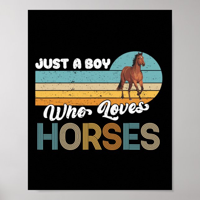 Retro Horseback Riding Lover Just A Boy Who Loves  Poster (Front)