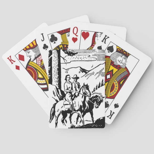 Retro Horseback Riding Poker Cards (Back)