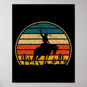 Retro Horseback Riding Rodeo Western Country Cowbo Poster