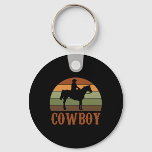 Retro Horseback Riding Rodeo Western Horse Cowboy Keychain