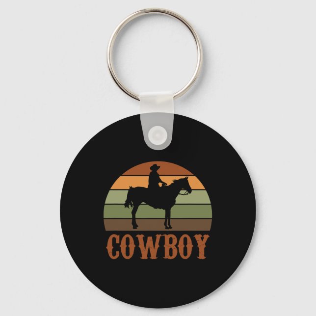 Retro Horseback Riding Rodeo Western Horse Cowboy  Keychain (Front)