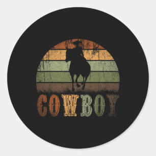 Retro Horseback Riding Rodeo Western Line Dance Ho Classic Round Sticker