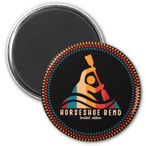 Retro Horseshoe Bend Kayaking Magnet