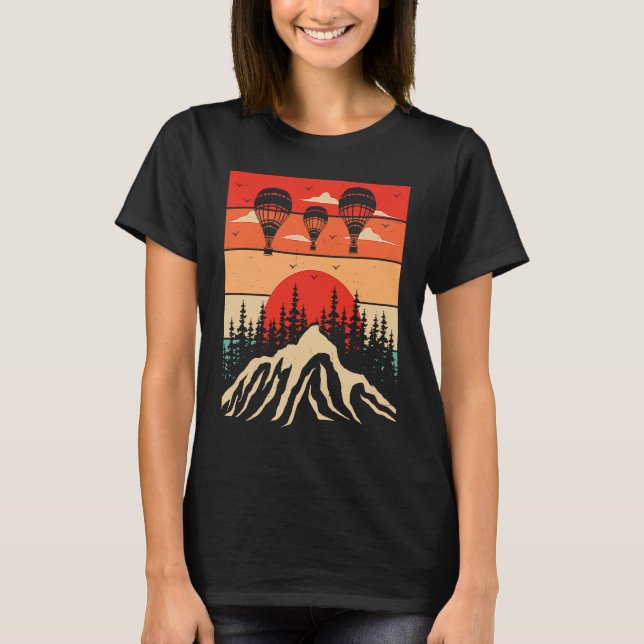 Retro Hot Air Balloon Riding Balloons Expert Rider T-Shirt (Front)