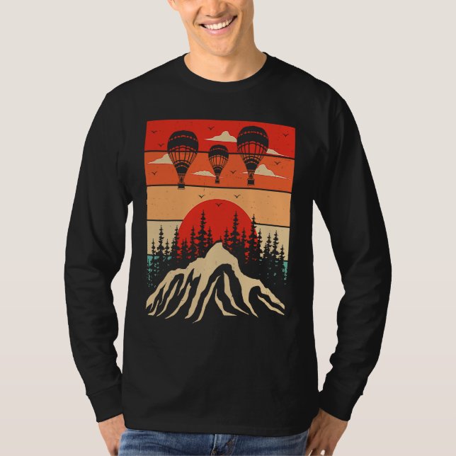 Retro Hot Air Balloon Riding Balloons Expert Rider T-Shirt (Front)