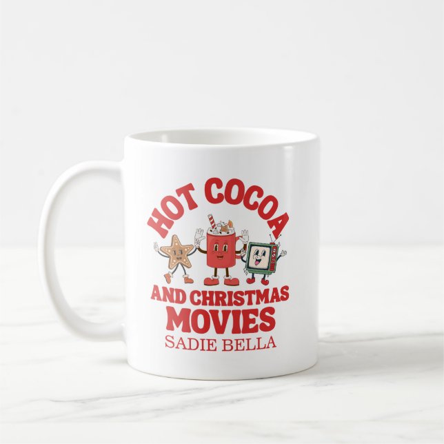 Retro Hot Cocoa And Christmas Movies Coffee Mug (Left)
