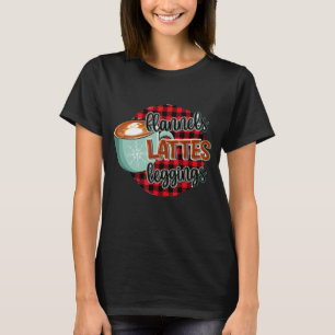 Retro Hot Cocoa Coffee Christmas Flannels Lattes L T-Shirt