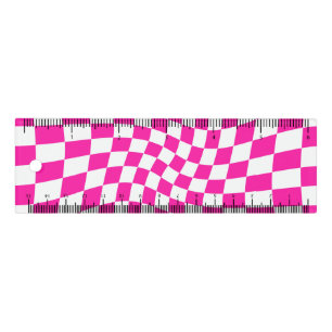 Retro Hot Deep Pink Warped Check Checkered   Ruler