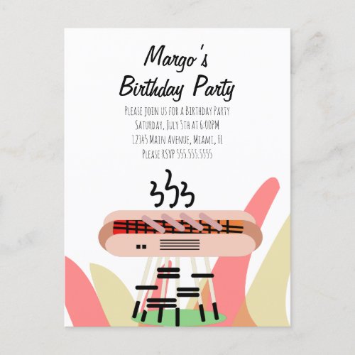Retro Hot Dog Cookout Party Birthday Postcard